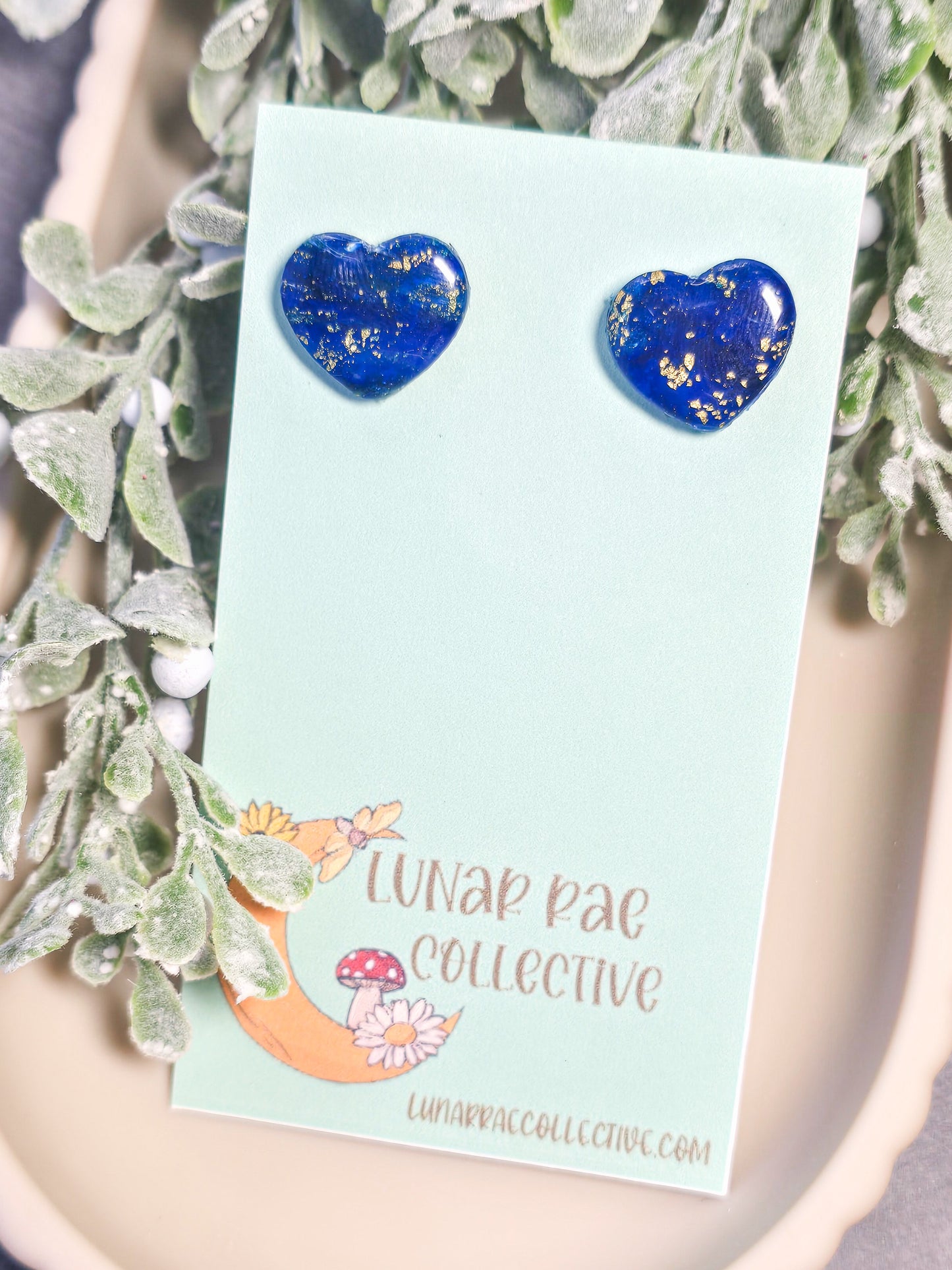 Cosmic Waves Heart Stud Polymer Clay Earrings