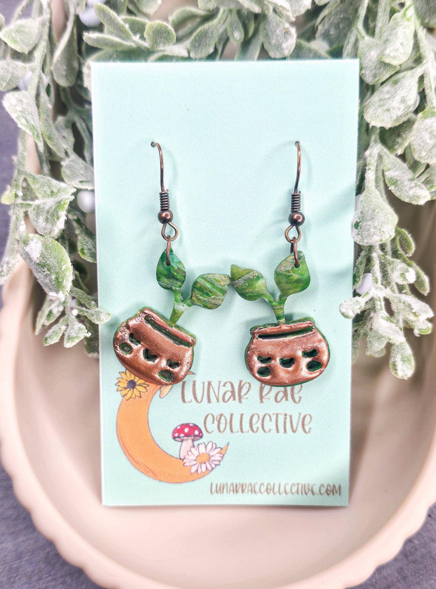 Homestead Heart Pots Dangle Polymer Clay Earrings