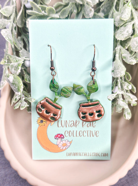 Homestead Heart Pots Dangle Polymer Clay Earrings
