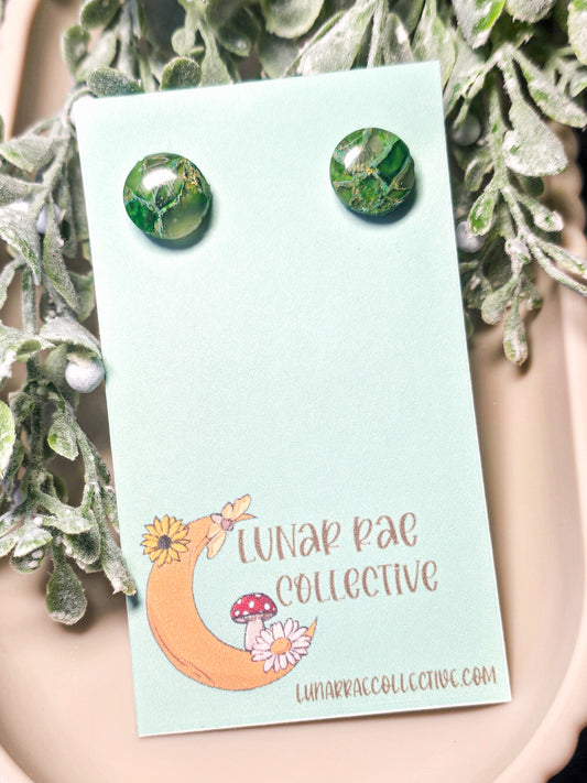 Ivy Marbled Simple Stud Polymer Clay Earrings
