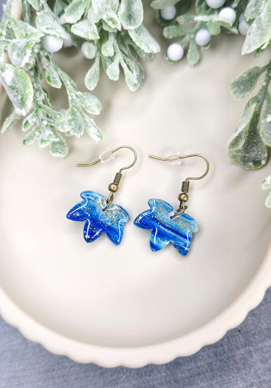 Moonbloom Leaves Dangle Polymer Clay Earrings