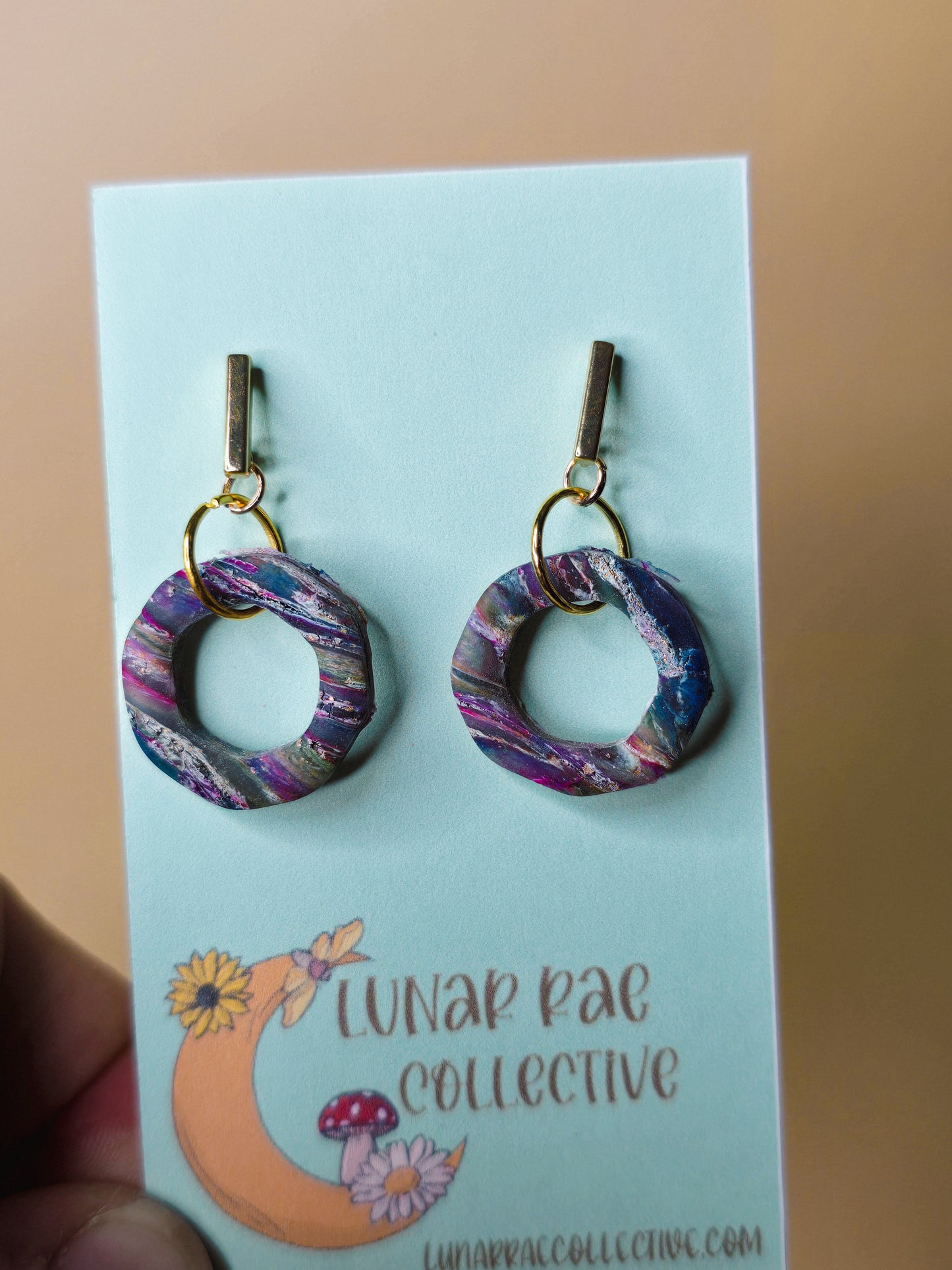 “Cool Rainbow” Portal Dangle Polymer Clay Earrings
