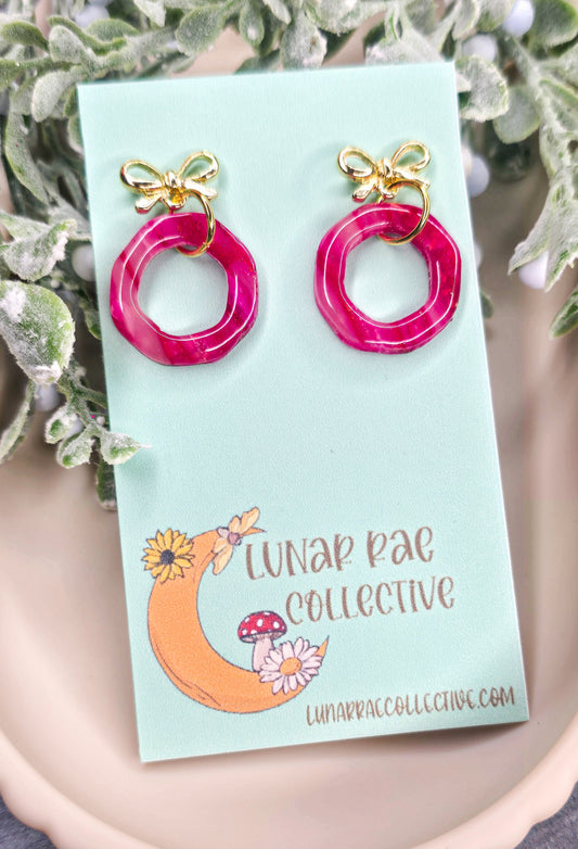 Moonlit Blush Cutout Bow Stud Polymer Clay Earrings