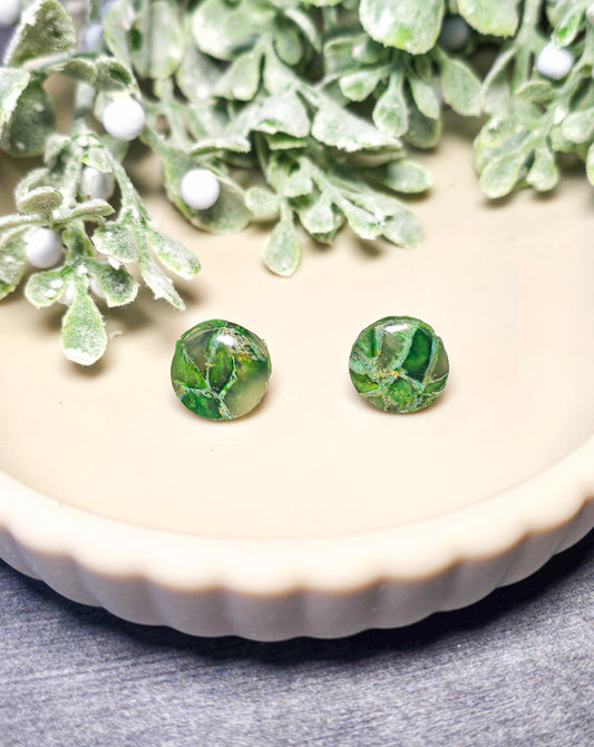 Ivy Marbled Simple Stud Polymer Clay Earrings