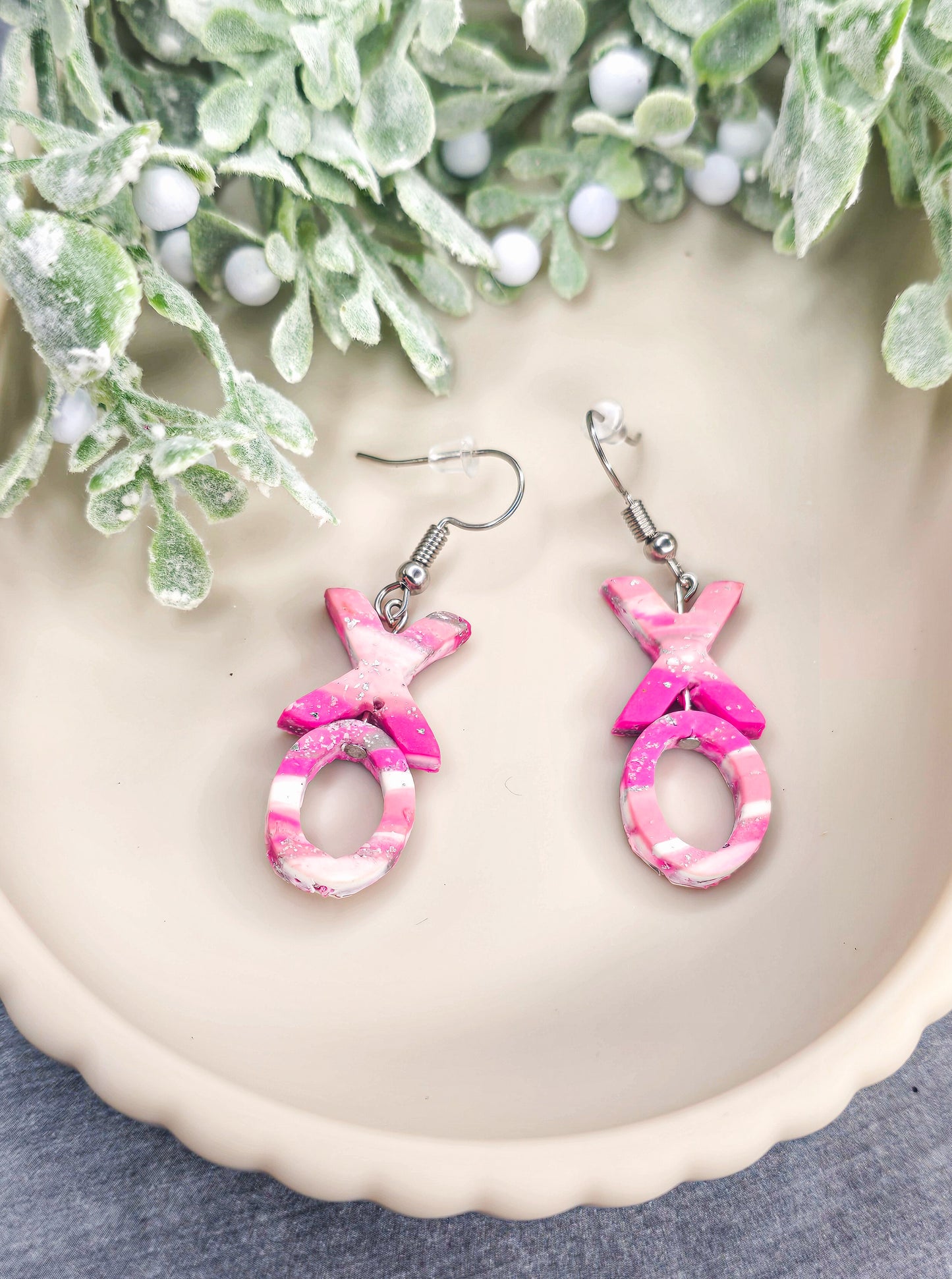 X & O Dangle Polymer Clay Earrings
