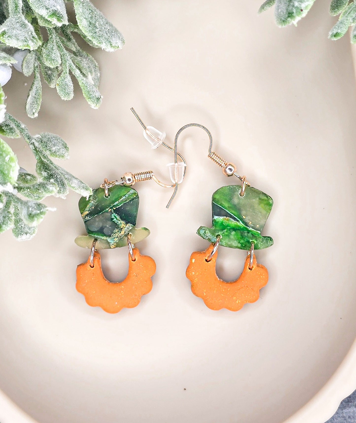 Leprechaun St Patrick’s Day Dangles Polymer Clay Earrings