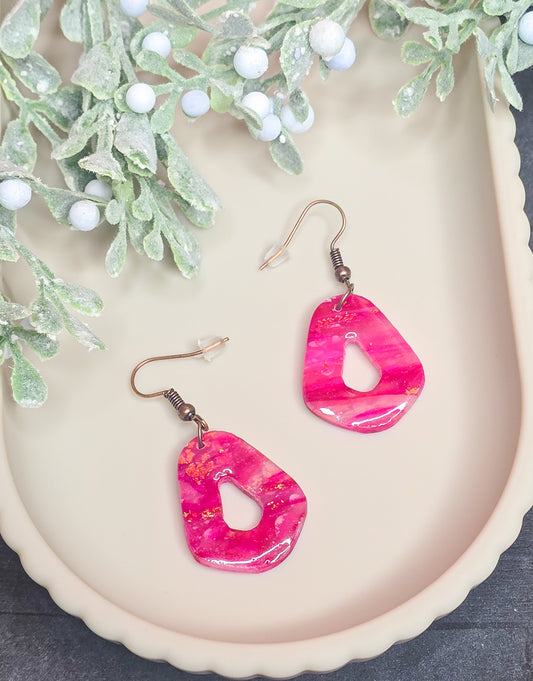 Moonlit Blush Open Drop Dangle Polymer Clay Earrings