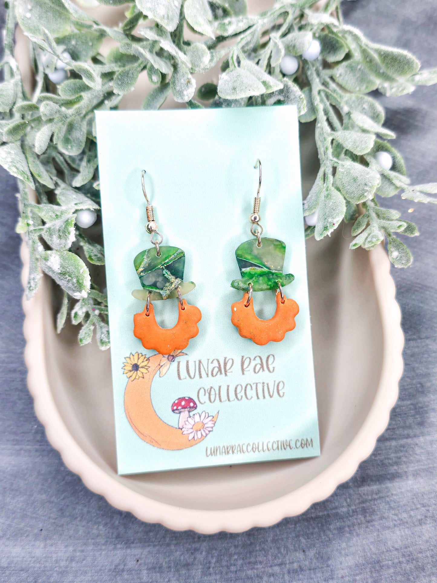 Leprechaun St Patrick’s Day Dangles Polymer Clay Earrings