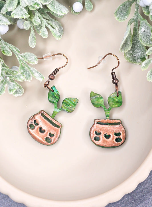 Homestead Heart Pots Dangle Polymer Clay Earrings