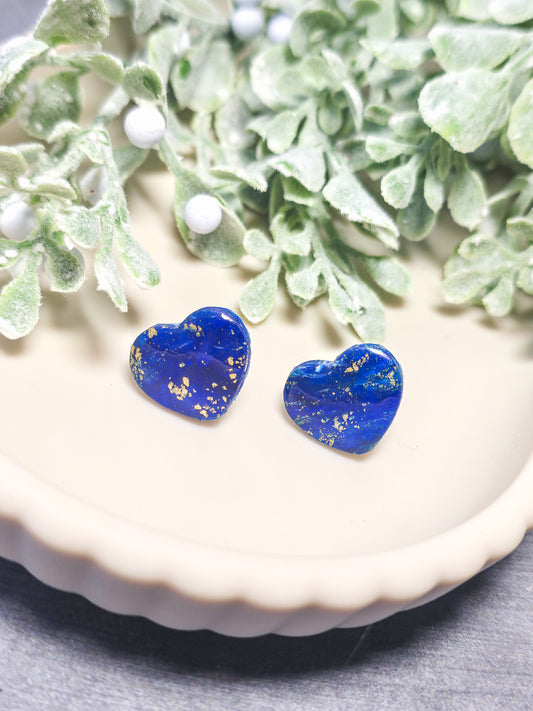 Cosmic Waves Heart Stud Polymer Clay Earrings