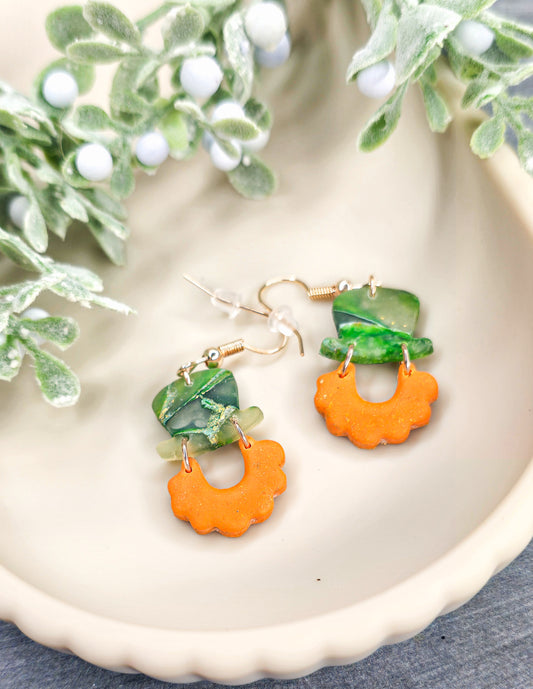 Leprechaun St Patrick’s Day Dangles Polymer Clay Earrings