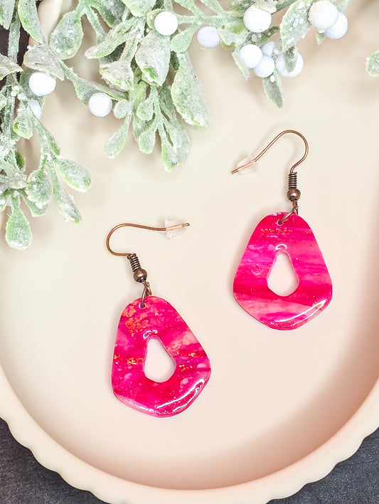 Moonlit Blush Open Drop Dangle Polymer Clay Earrings