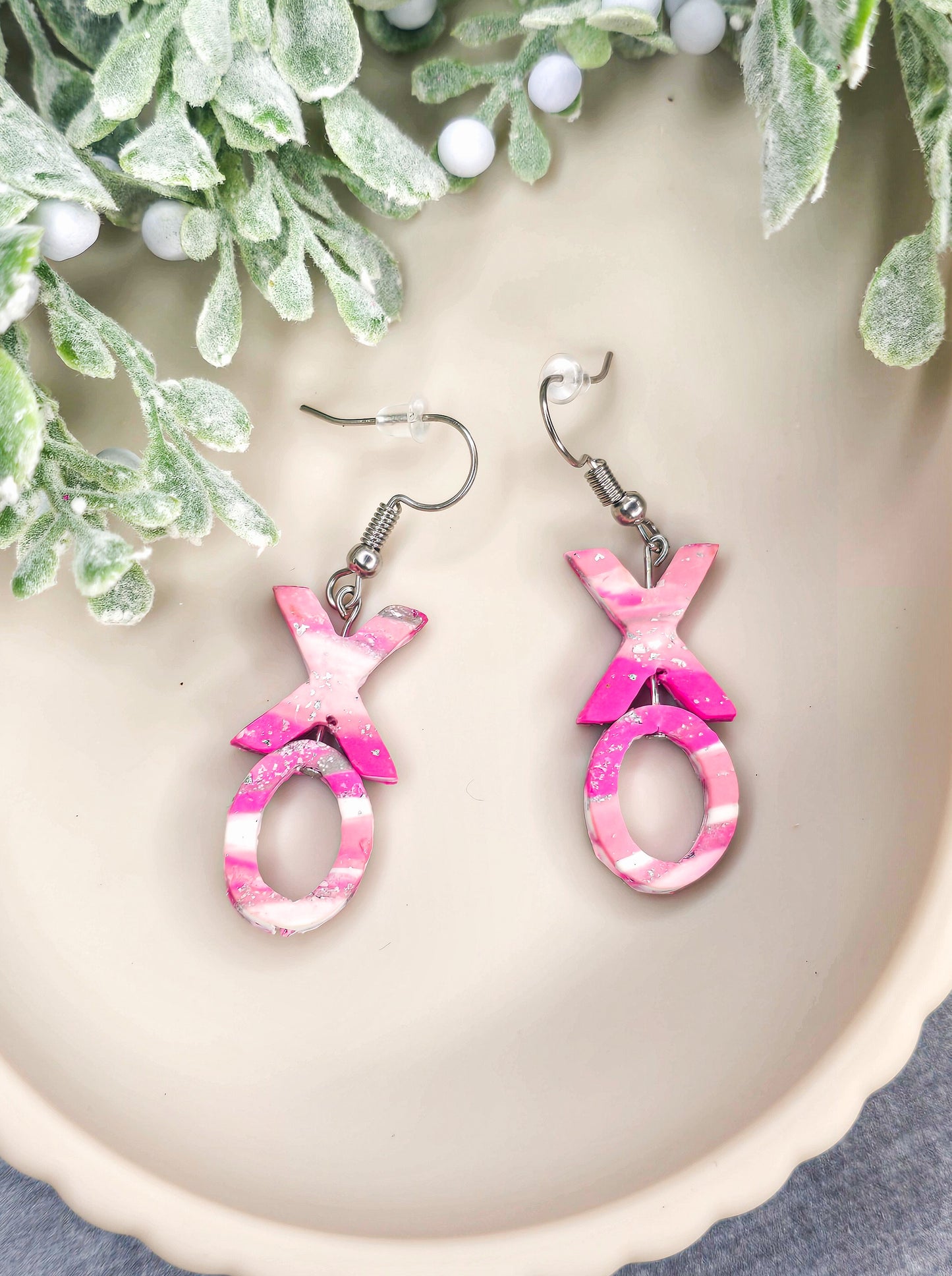 X & O Dangle Polymer Clay Earrings