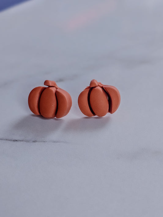 Autumn Harvest Pumpkin Stud- Polymer Clay Earrings