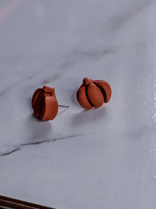 Autumn Harvest Pumpkin Stud- Polymer Clay Earrings