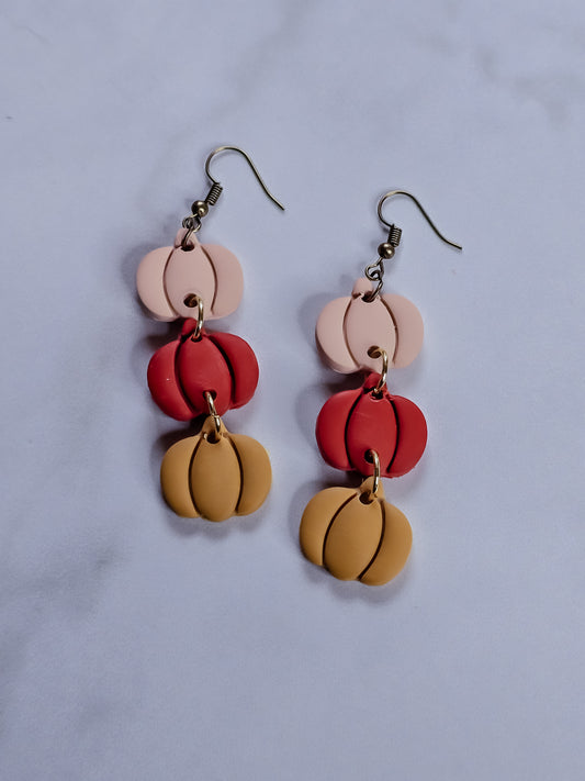 Sunny Patch Pumpkin Stack Polymer Clay Earrings