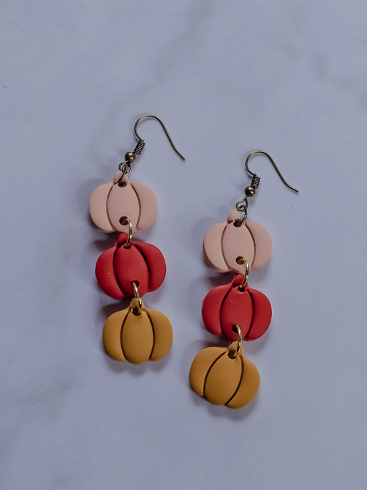 Sunny Patch Pumpkin Stack Polymer Clay Earrings