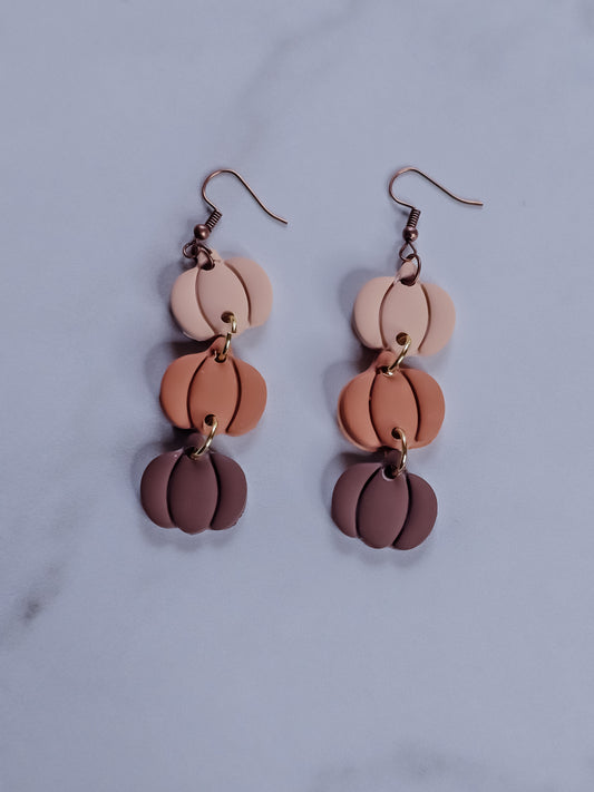 Autumn Spice Pumpkin Stack Polymer Clay Earrings