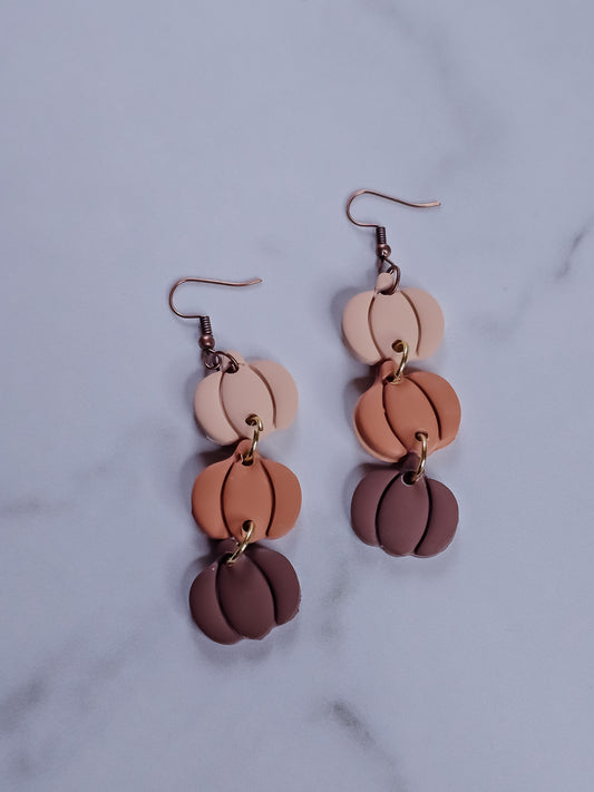 Autumn Spice Pumpkin Stack Polymer Clay Earrings