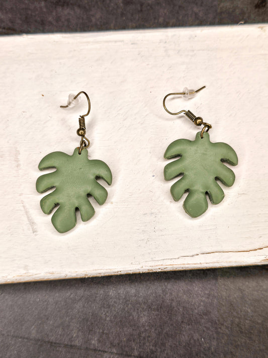 Monsters Leaf-Dangle Polymer Clay Earrings