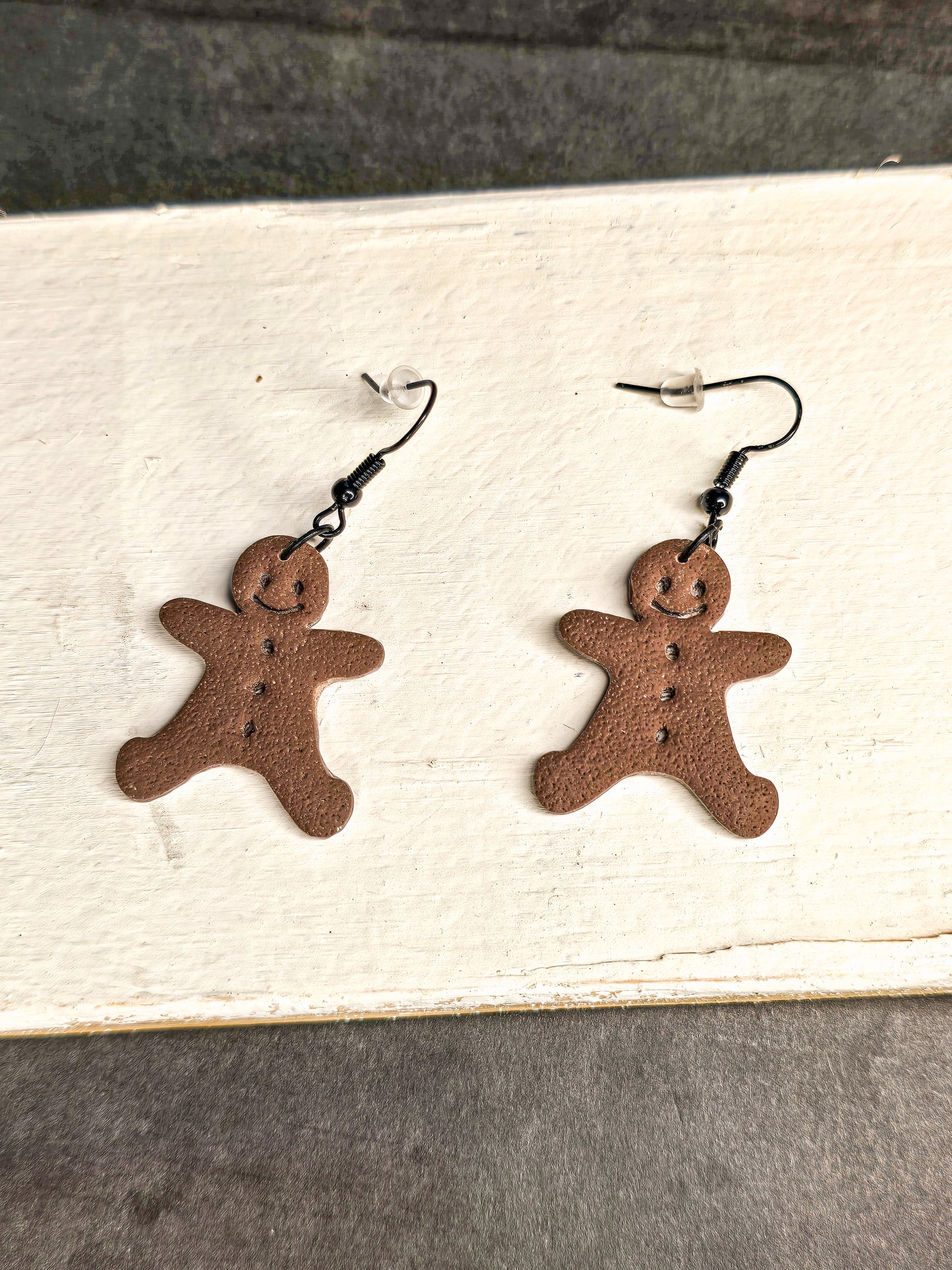 Plain Gingerbread Man- Dangle Polymer Clay Earrings