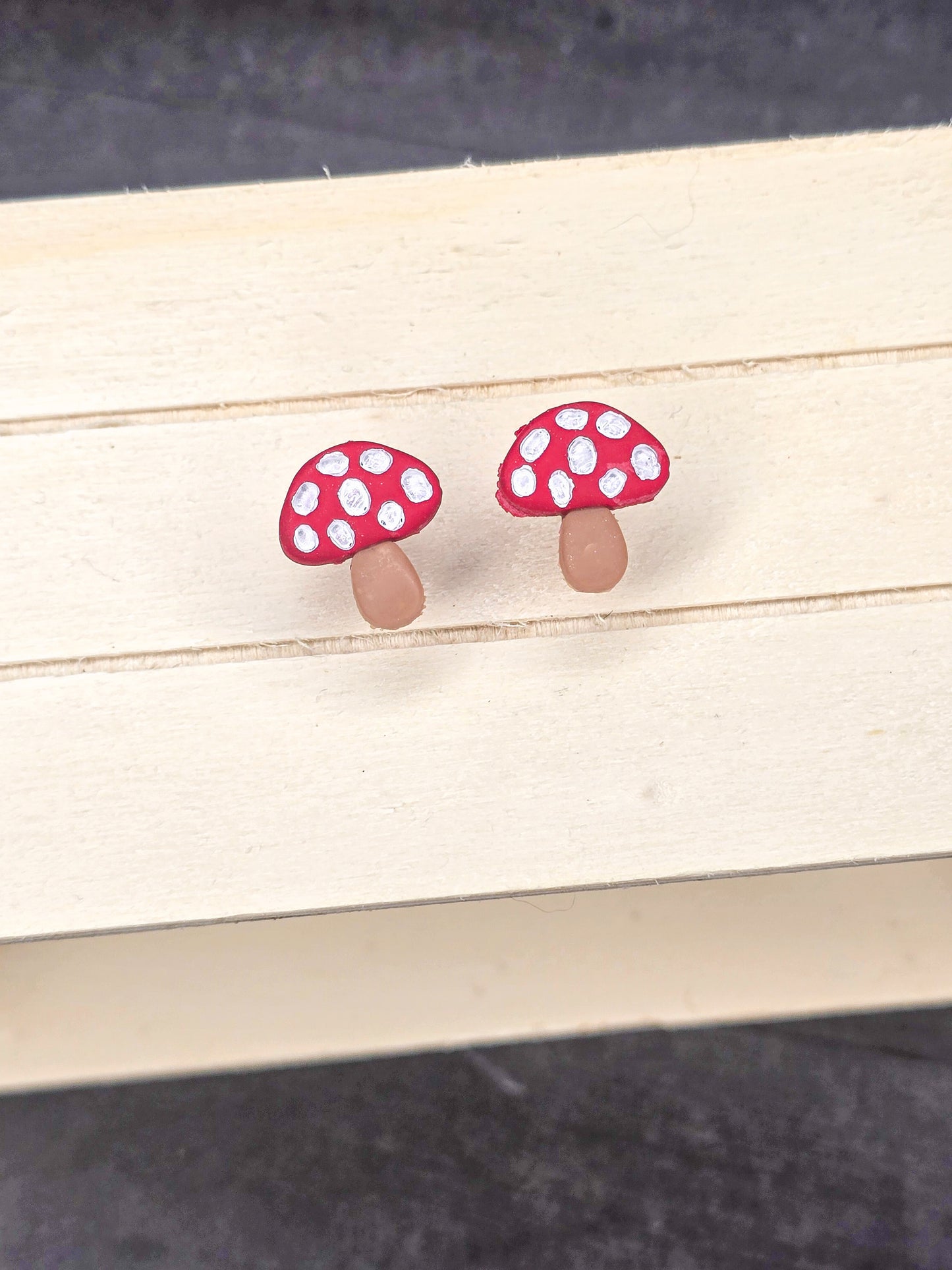 Whimsy Toadstool Mushroom- Stud Polymer Clay Earrings